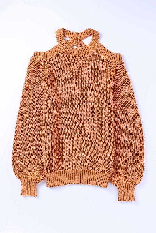 Pumpkin Spice Cold Shoulder Sweater
