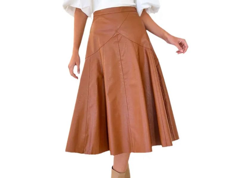 Burnt Orange Faux Leather Skirt