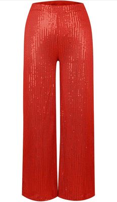 Christmas Red Wide Leg Sequins Pants