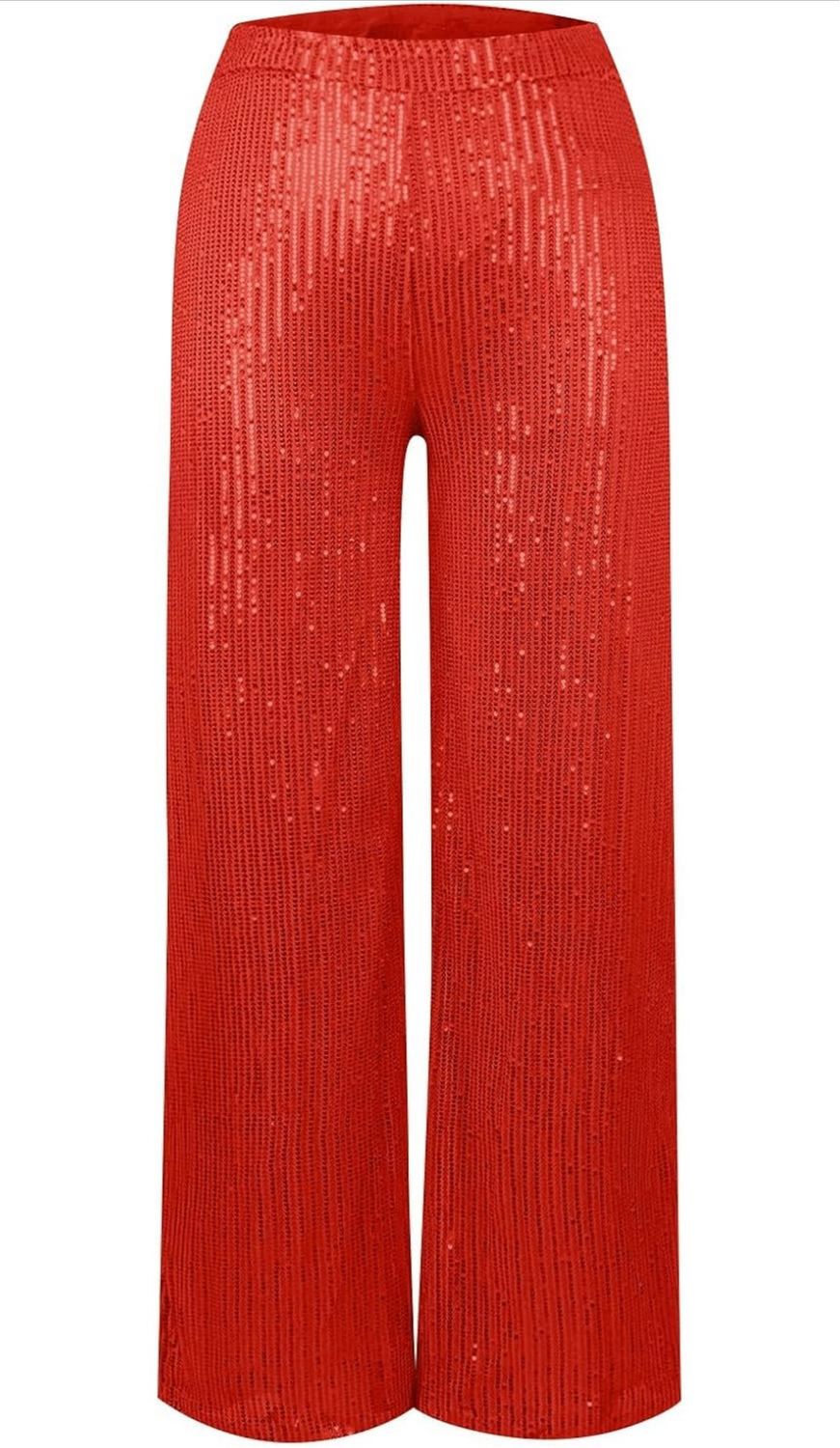Christmas Red Wide Leg Sequins Pants
