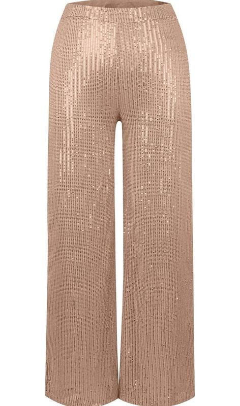 Champagne Gold Wide Leg Sequins Pants