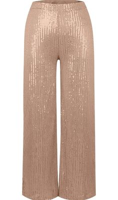 Champagne Gold Wide Leg Sequins Pants