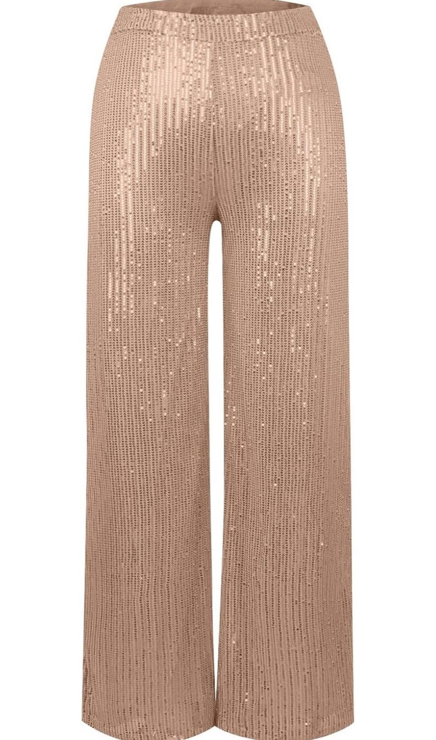 Champagne Gold Wide Leg Sequins Pants