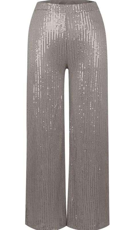 Steel Gray Wide Leg Sequins Pants