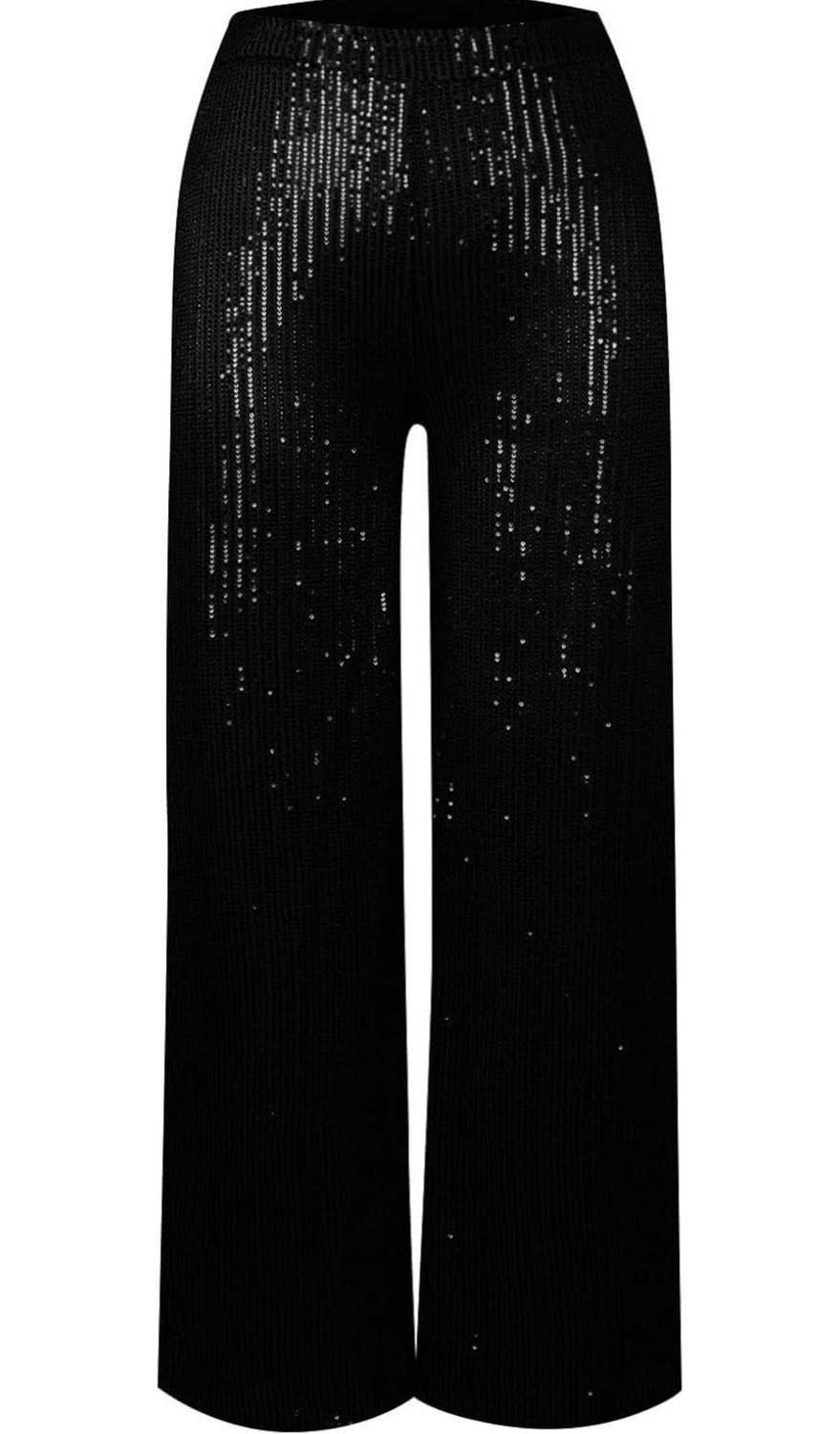 Black Wide Leg Sequins Pants