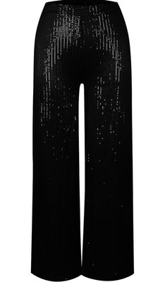 Black Wide Leg Sequins Pants