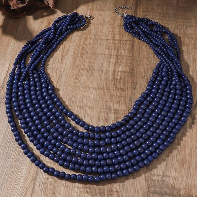 Accentuate Me Navy Bead Necklace