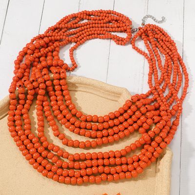 Accentuate Me Orange Bead Necklace