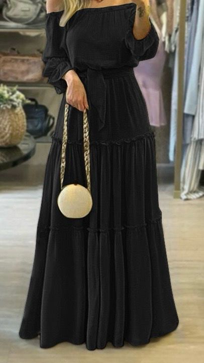 Midnight Black Boho Maxi