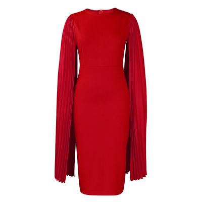 Red Cape Sleeve Dress