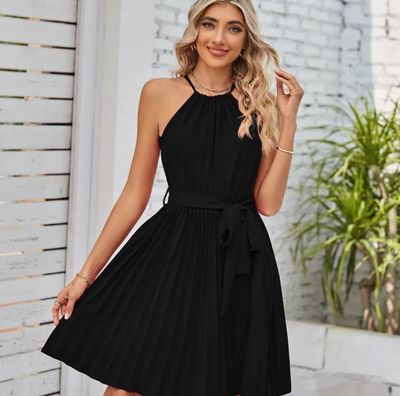 Black Pleated Mini Dress