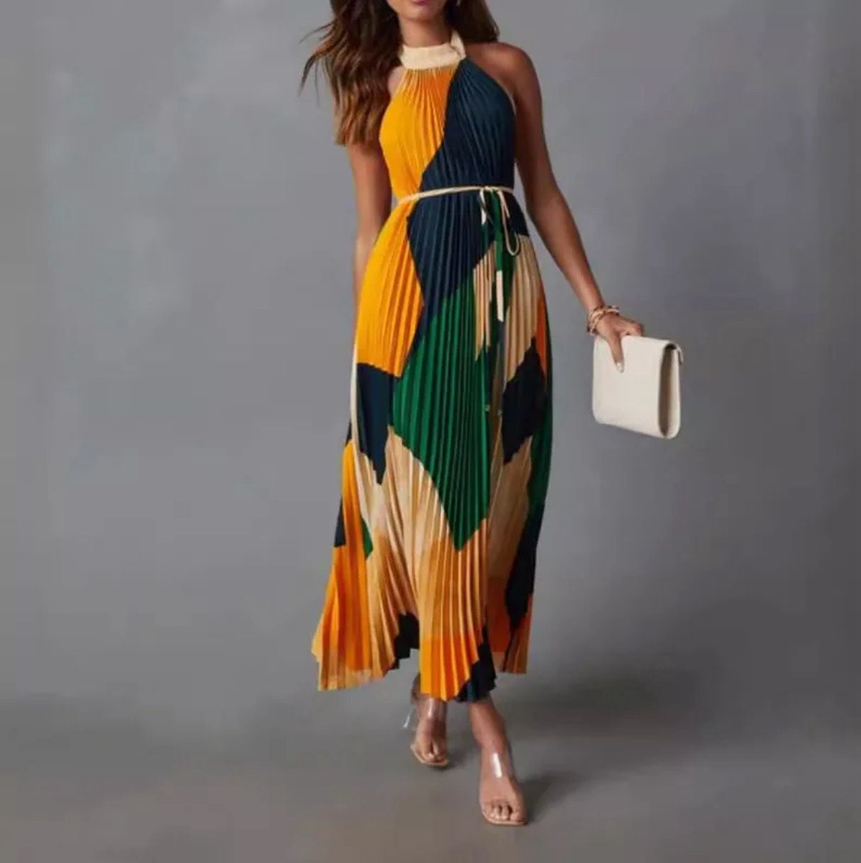 Backless Pleated Dress