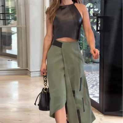 Faux Leather And Nylon Belted Set
