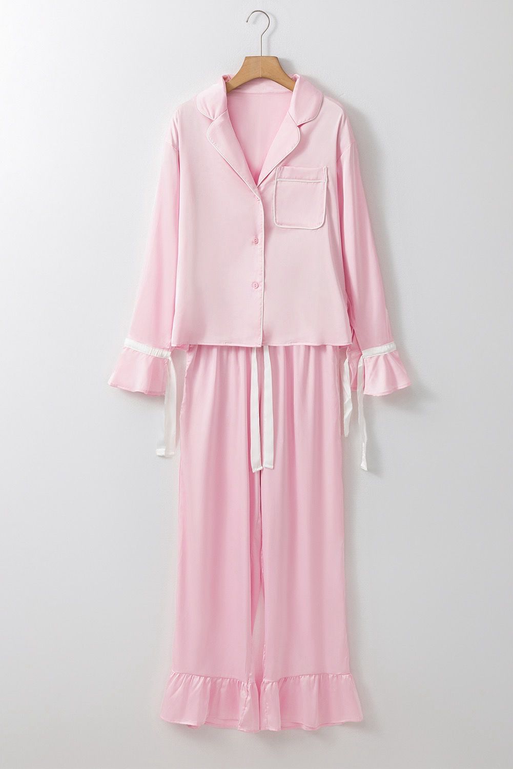 Peony Pink Satin Pajama Set