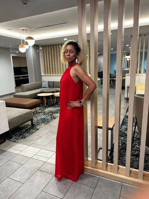 Red Halter Neck Jumpsuit (Tall Fashion)