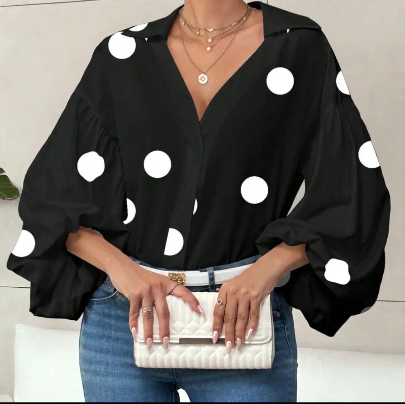 Polkadot Puff Sleeve Blouse