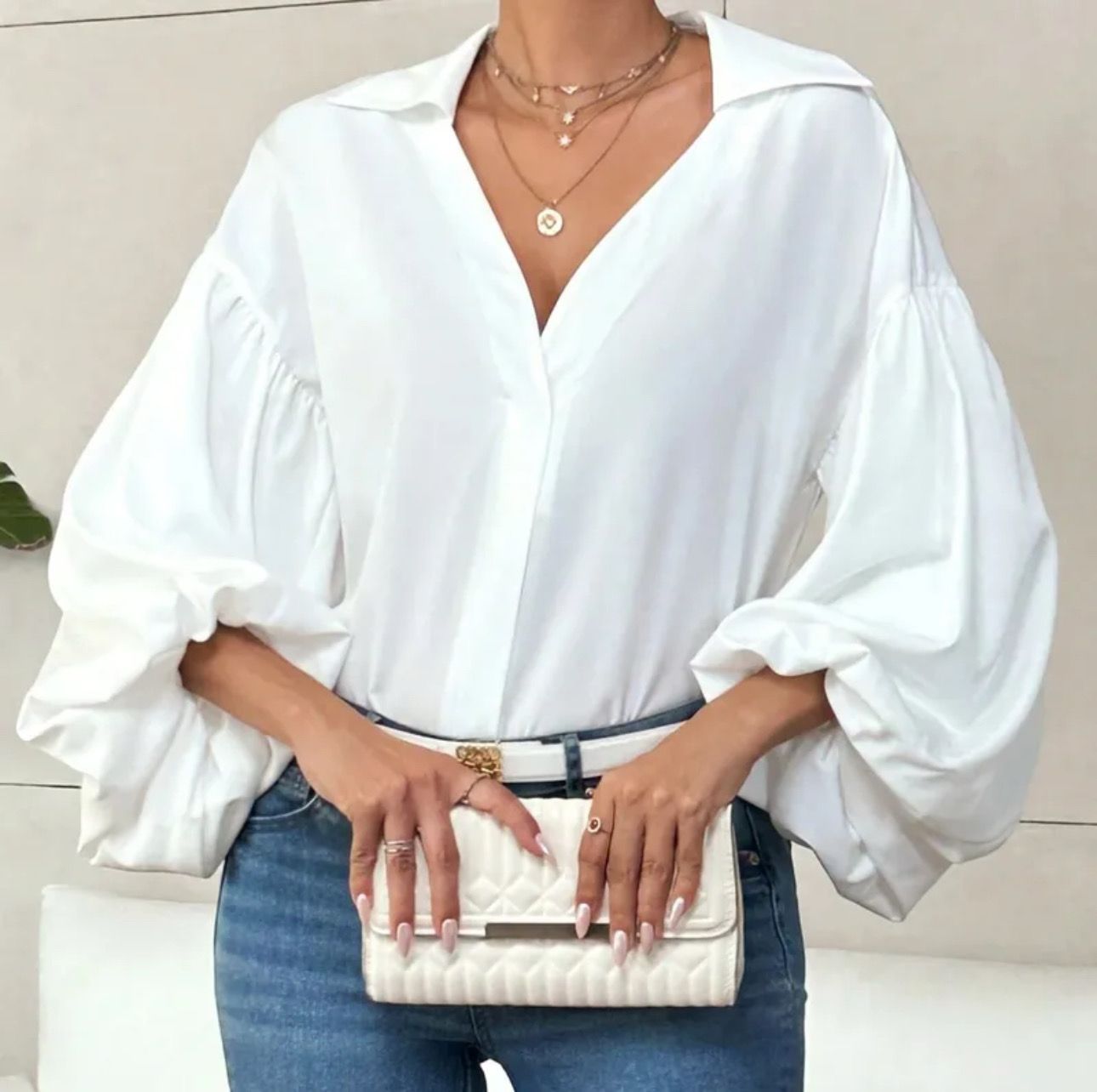 White Puff Sleeve Blouse