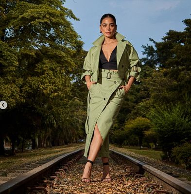 Sage Cropped 2 Piece Skirt Set