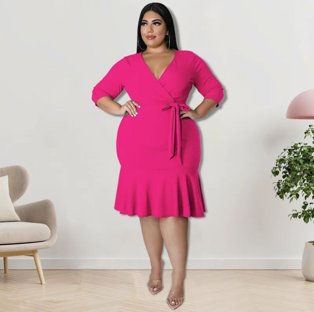 Rose Belted Dress (Plus Size)