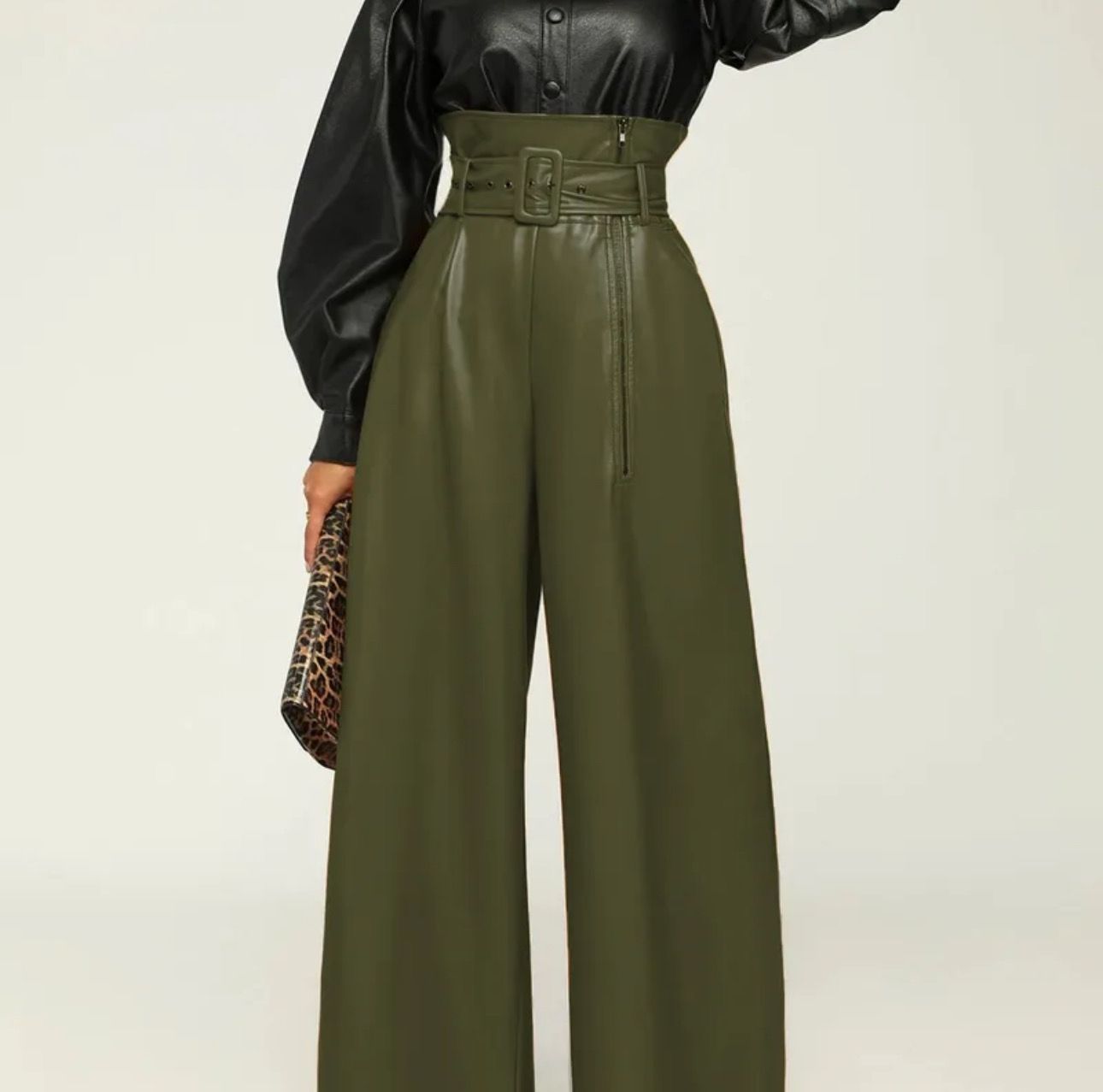 Olive Faux Leather Pant