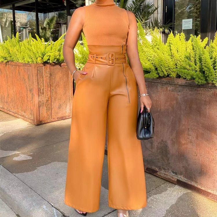Olive Faux Leather Pant