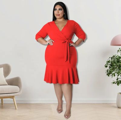 Red Belted Dress (Plus Size)