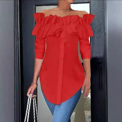 Black Ruffle Button up