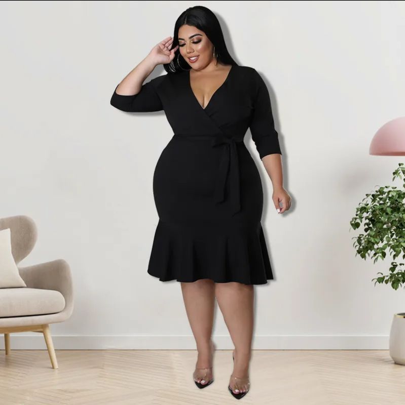 Black Belted Dress (Plus Size)