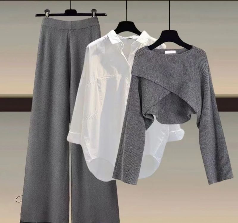 Gray Knit 2 Piece( No White Shirt)