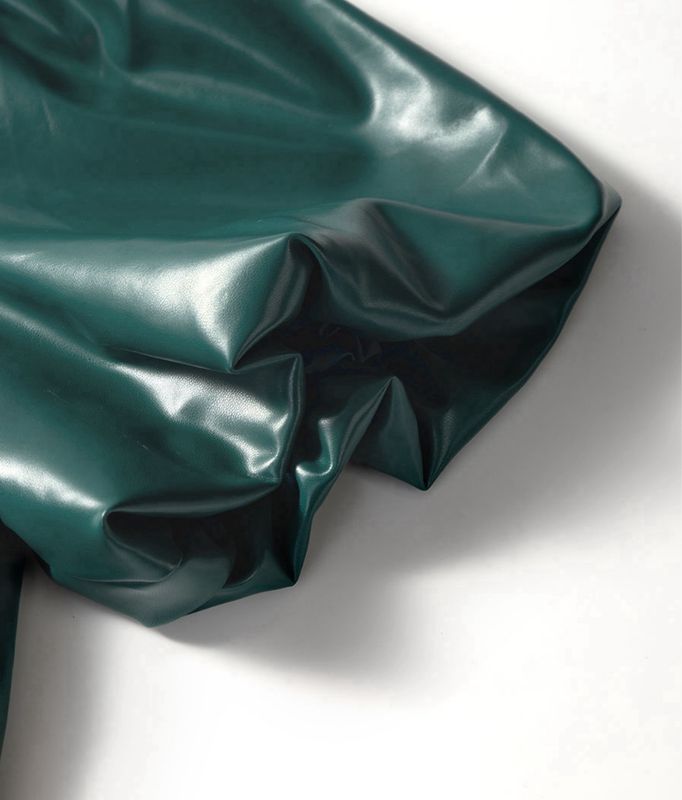 Evergreen Vegan Leather Puff Sleeve Top