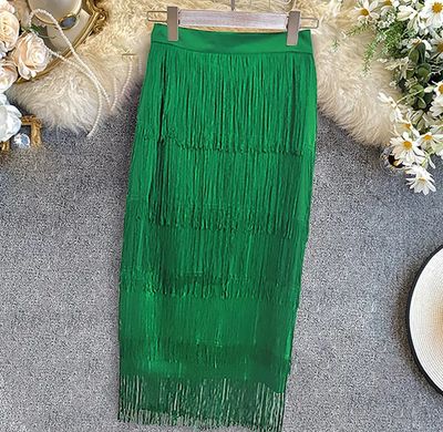 Holiday Green Tassel Skirt