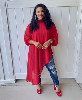 Cherry Red Asymmetrical Top