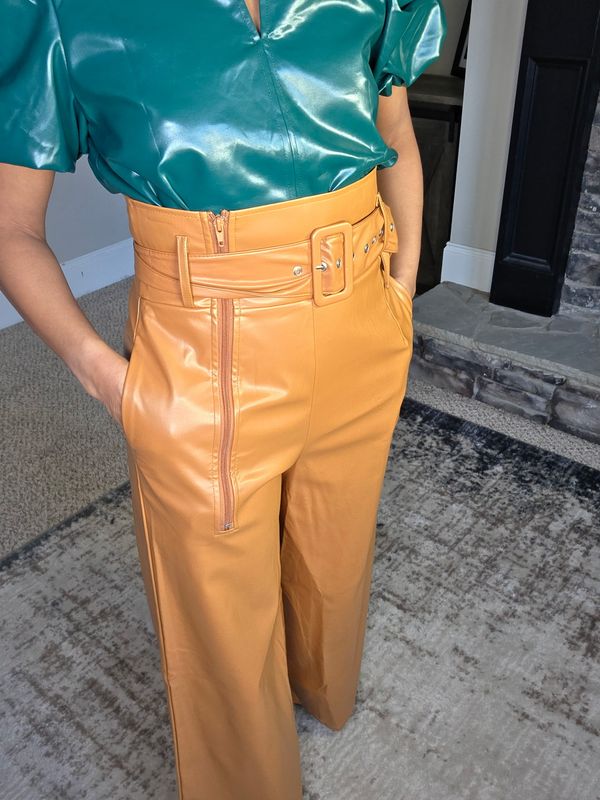 Olive Faux Leather Pant