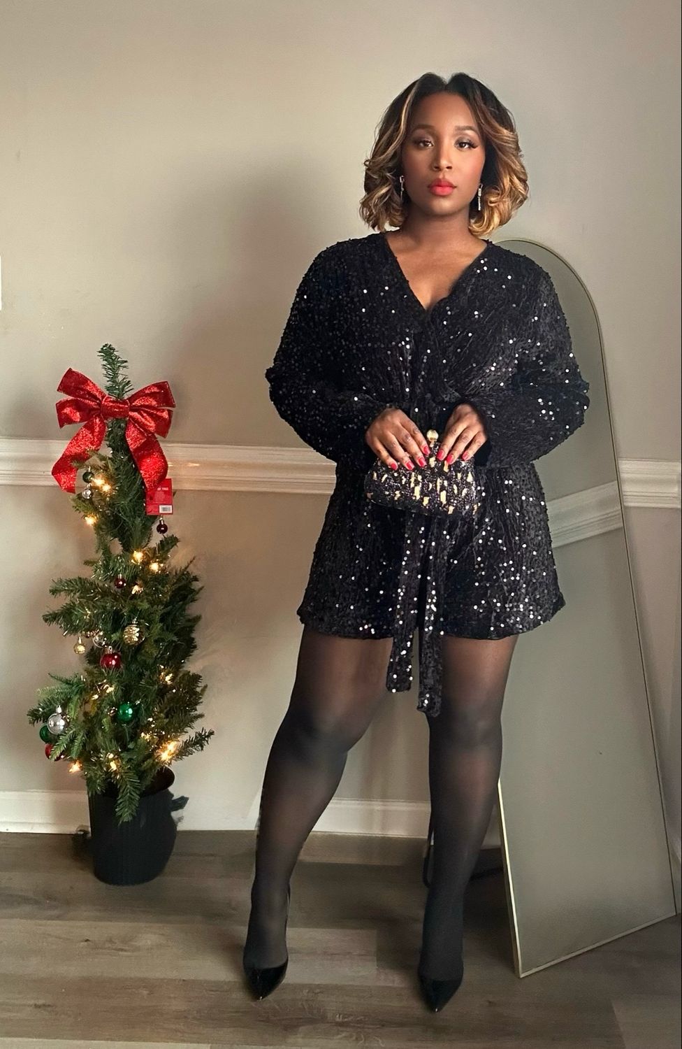 Midnight Black Sequins Romper