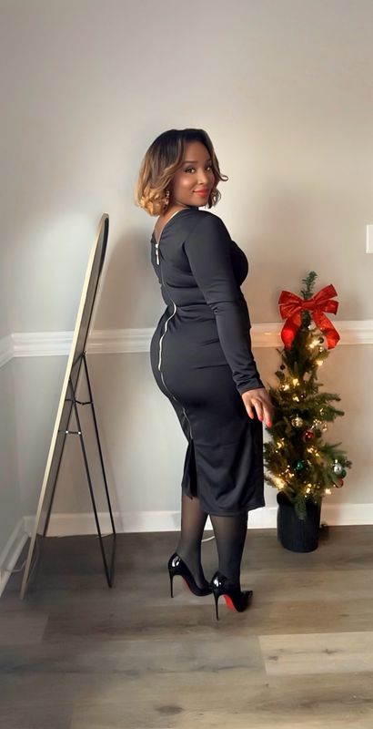 Zipper Cocktail Dress In Black