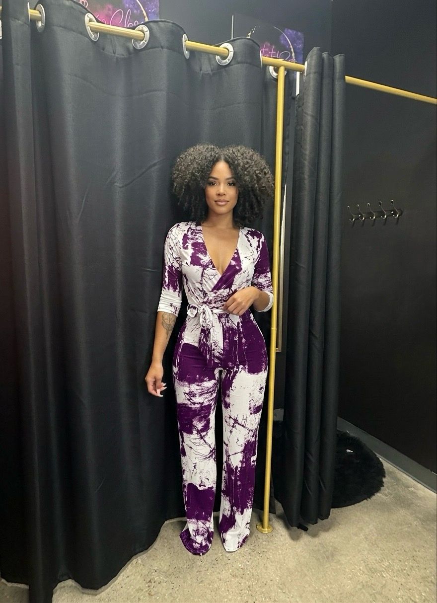 Royal Purple Tie Dye Jumpsuit