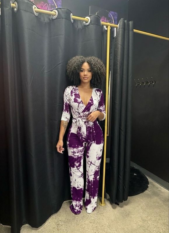 Royal Purple Tie Dye Jumpsuit