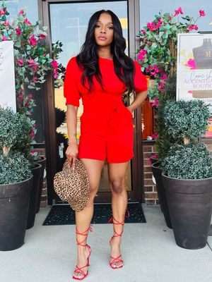 Lipstick Red Romper