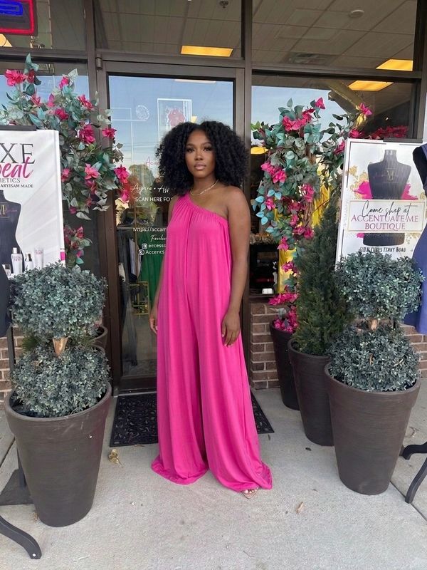 Pink One Shoulder Jumpsuit