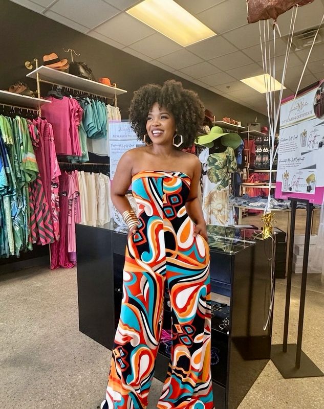 Orange Multitude Strapless Jumpsuit