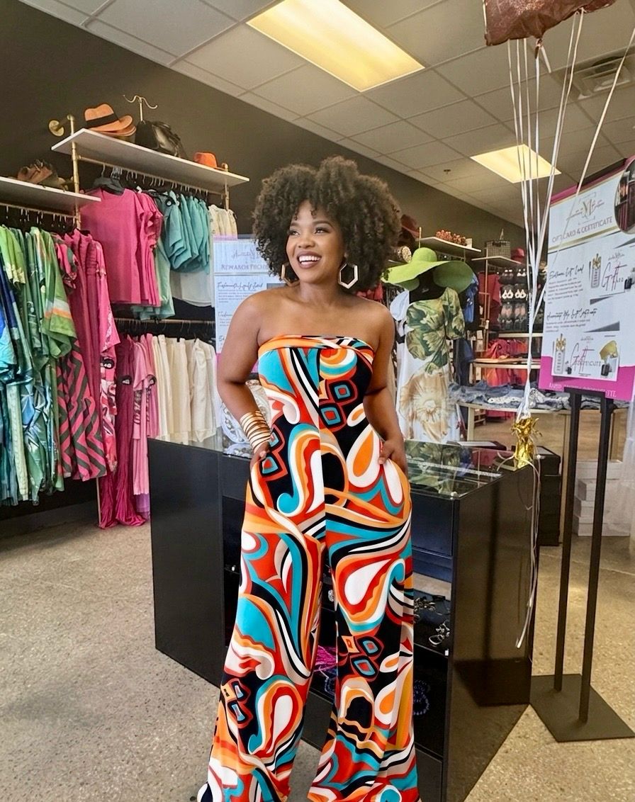 Orange Multitude Strapless Jumpsuit