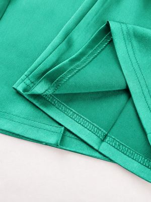 Aquamarine Stone Satin Wide-legged Trousers