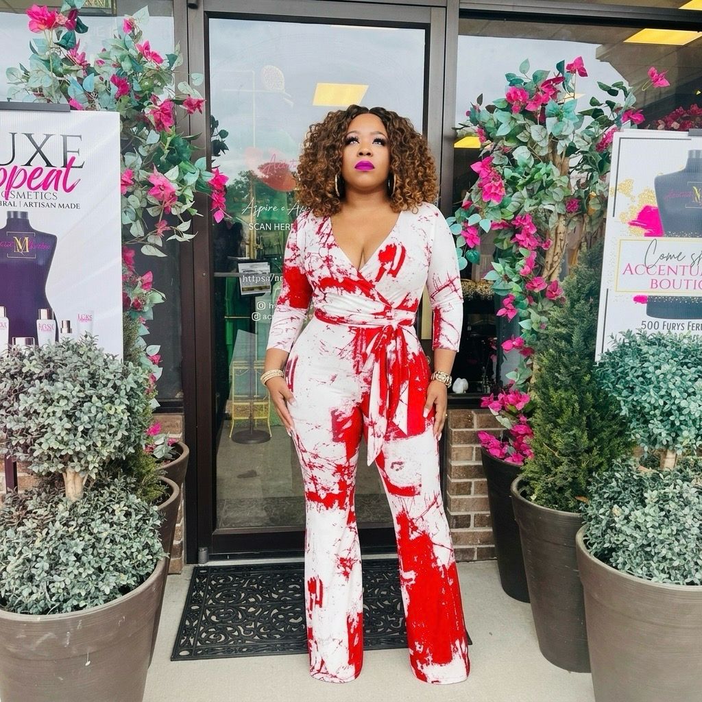Red Splash Jumpsuit (tall fashion)