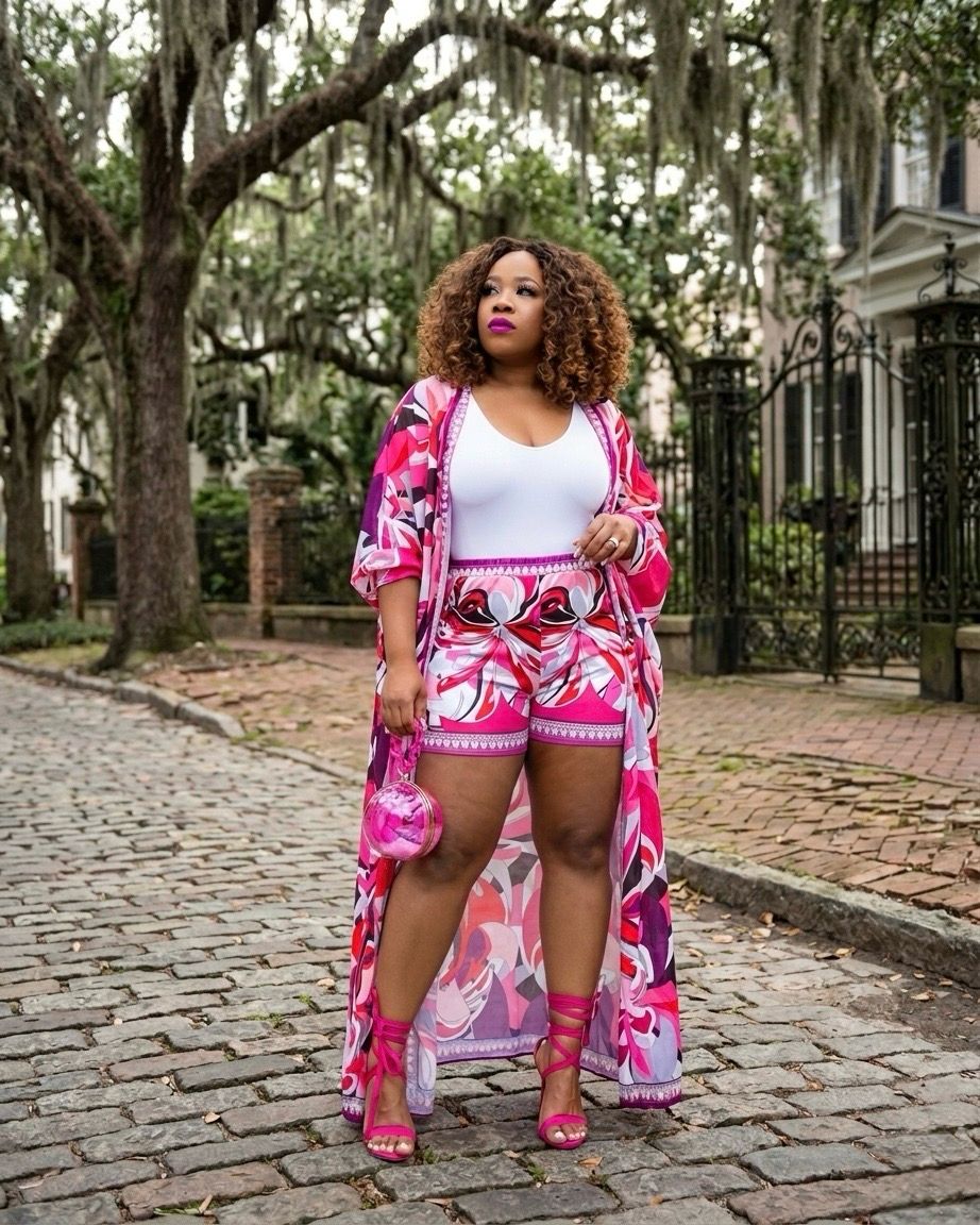 Vibrant Pink Summer Short Set (stretchy Material!)