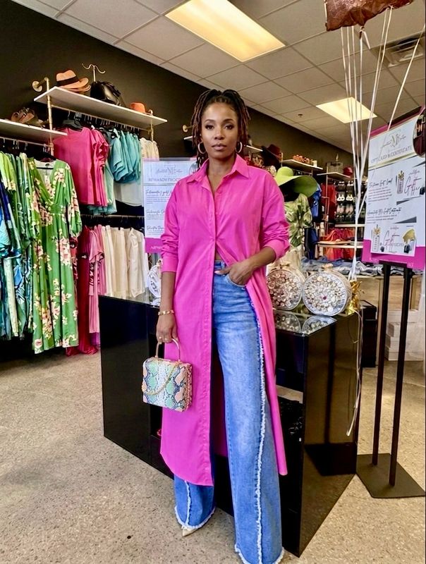 Bright Pink Maxi Button Up