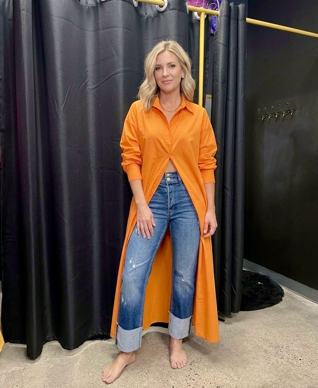 Tiger Orange Button Up Maxi Top