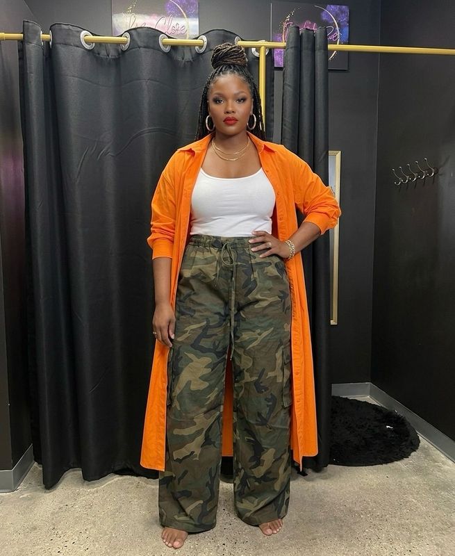 Tiger Orange Button Up Maxi Top