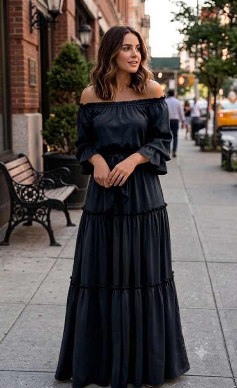 Midnight Black Boho Maxi