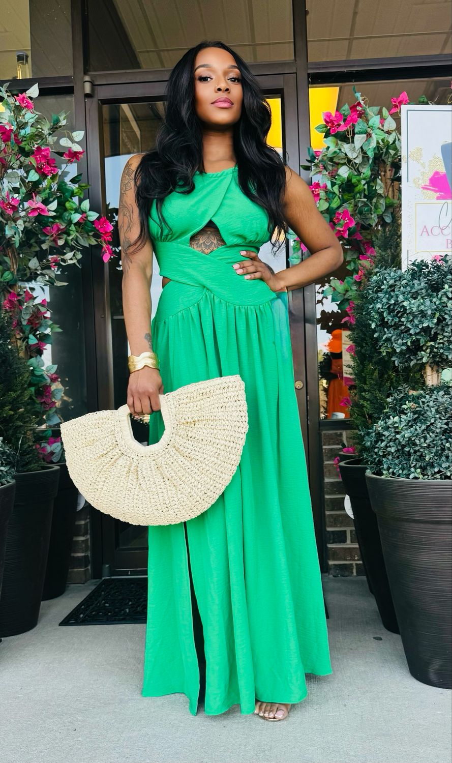 Peekaboo Green Maxi
