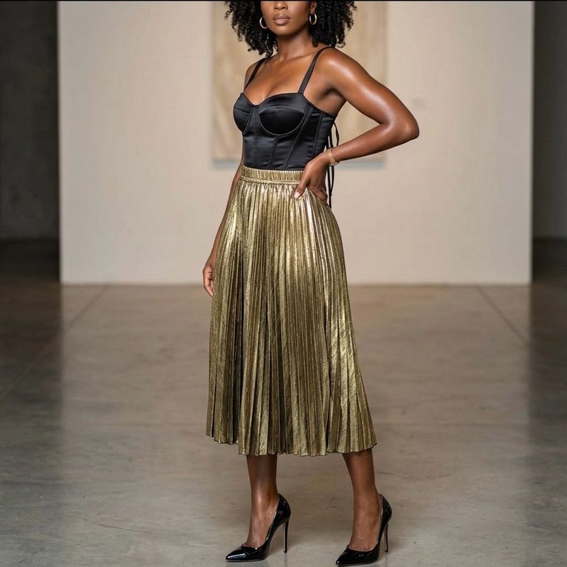 Gold Metallic Maxi Skirt